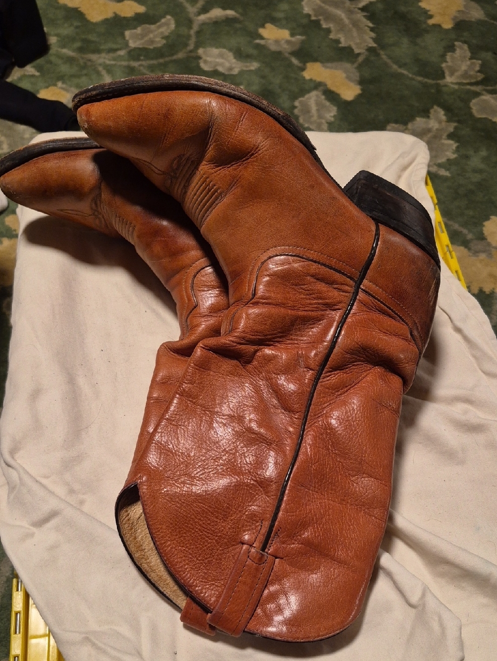 Tony Lama Chestnut Brown Leather Cowboy Boots